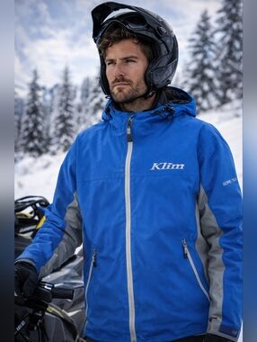 KLIM Jacket Mens XL Blue Gray Gore Tex Stow Away Snowmobile Outdoor